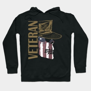 Military Painted American Flag Skull Veteran Hoodie